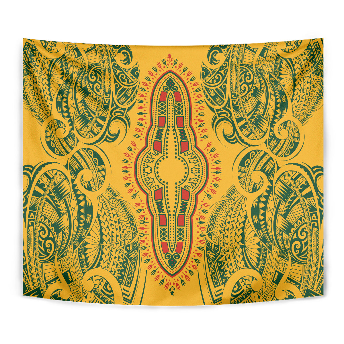 Africa Dashiki Tapestry African Tribal Art Mixed Polynesian Tattoo Gold Color Unique - Wonder Print Shop