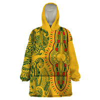 Africa Dashiki Wearable Blanket Hoodie African Tribal Art Mixed Polynesian Tattoo Gold Color Unique - Wonder Print Shop