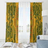 Africa Dashiki Window Curtain African Tribal Art Mixed Polynesian Tattoo Gold Color Unique - Wonder Print Shop