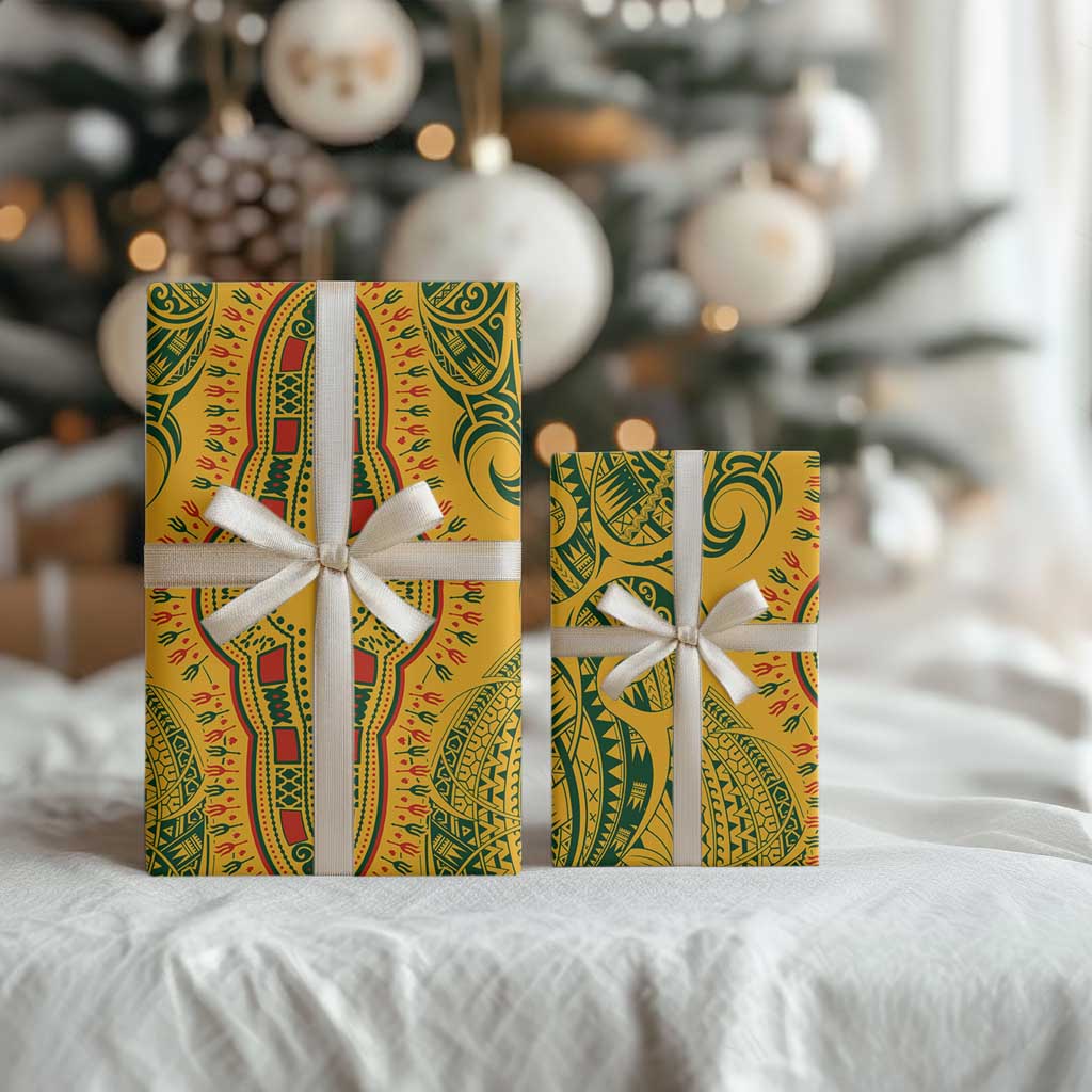 Dashiki and Polynesian Pattern Wrapping Paper Africa Pacific Culture Gold Version - Wonder Print Shop