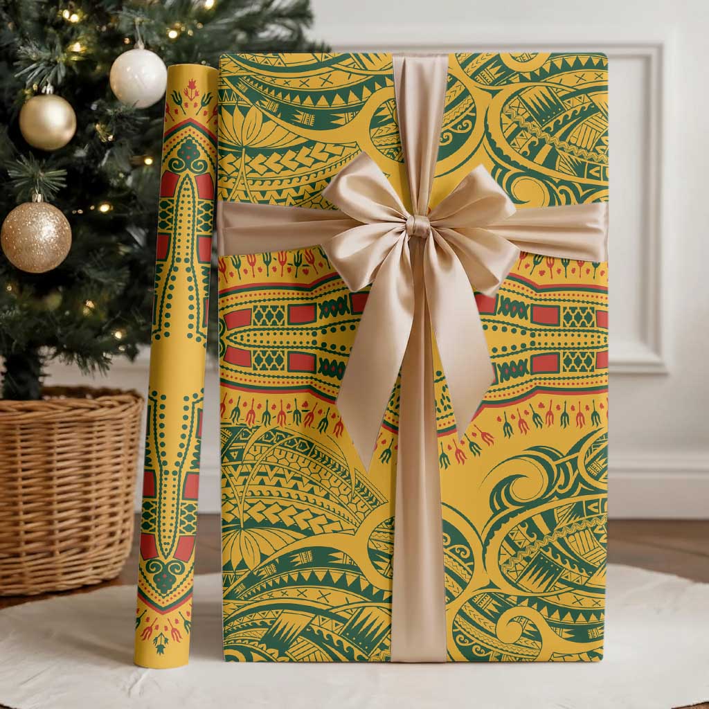 Dashiki and Polynesian Pattern Wrapping Paper Africa Pacific Culture Gold Version - Wonder Print Shop