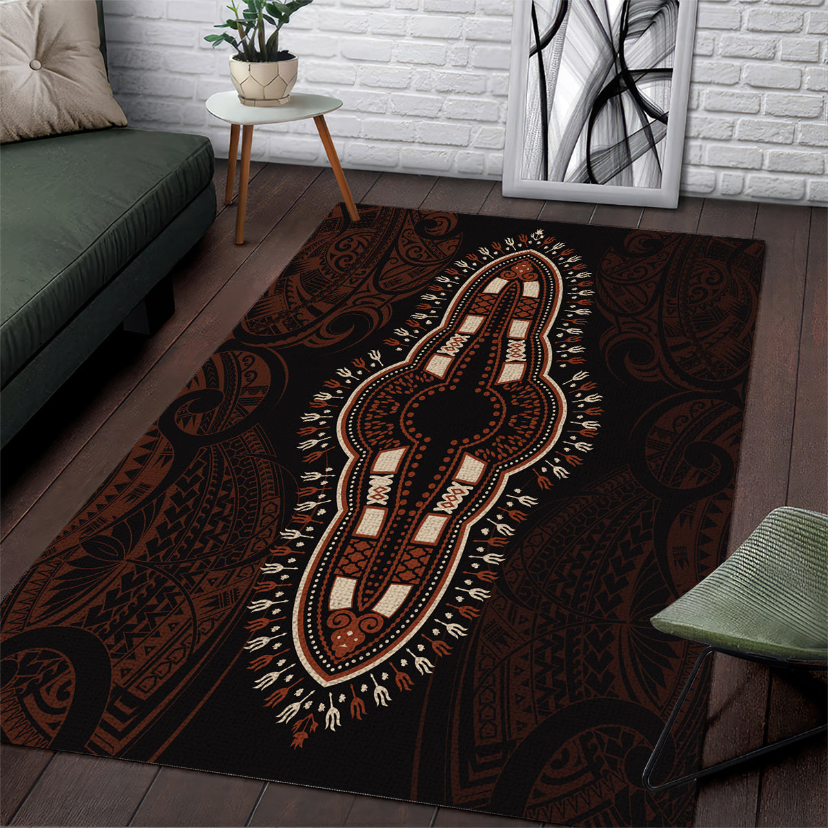 Africa Dashiki Area Rug African Tribal Art Mixed Polynesian Tattoo Red Color Unique LT9 - Wonder Print Shop