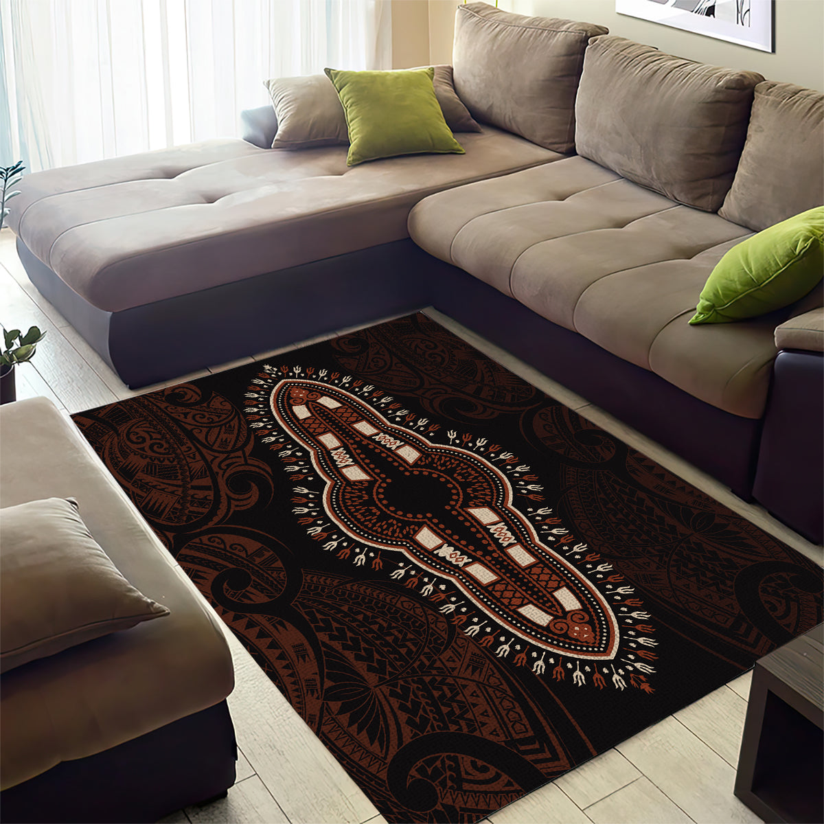 Africa Dashiki Area Rug African Tribal Art Mixed Polynesian Tattoo Red Color Unique LT9 - Wonder Print Shop