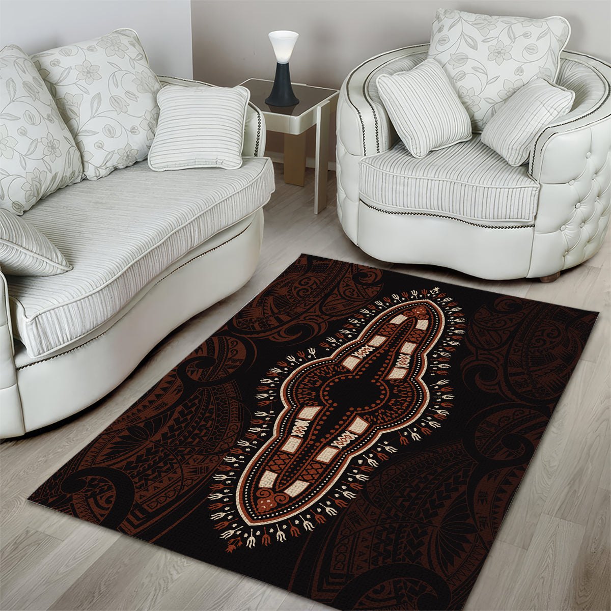 Africa Dashiki Area Rug African Tribal Art Mixed Polynesian Tattoo Red Color Unique LT9 - Wonder Print Shop
