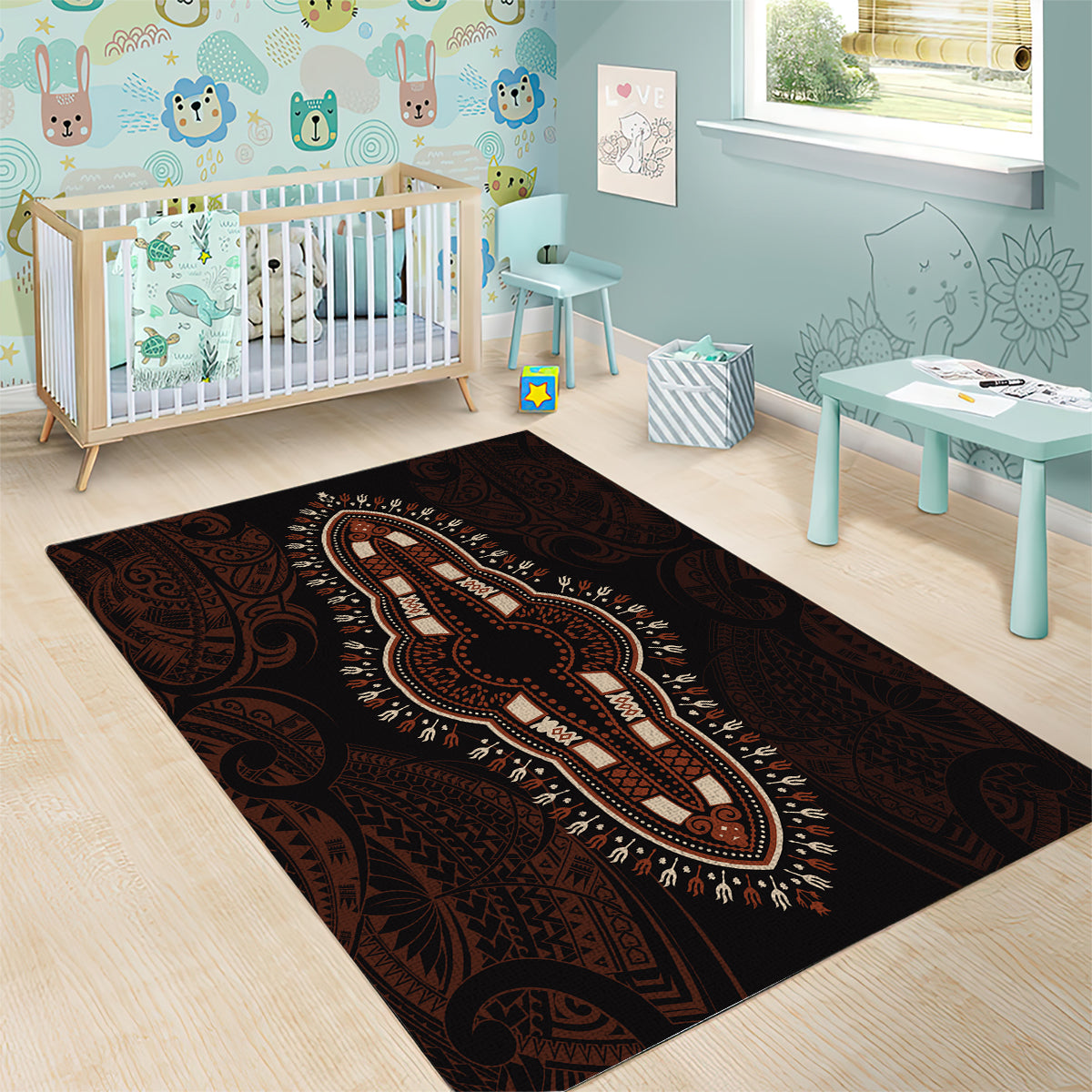 Africa Dashiki Area Rug African Tribal Art Mixed Polynesian Tattoo Red Color Unique LT9 - Wonder Print Shop