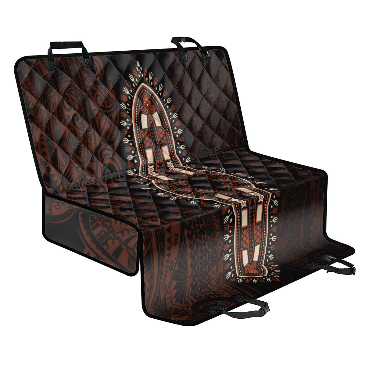 Africa Dashiki Back Car Seat Cover African Tribal Art Mixed Polynesian Tattoo Red Color Unique LT9 - Wonder Print Shop