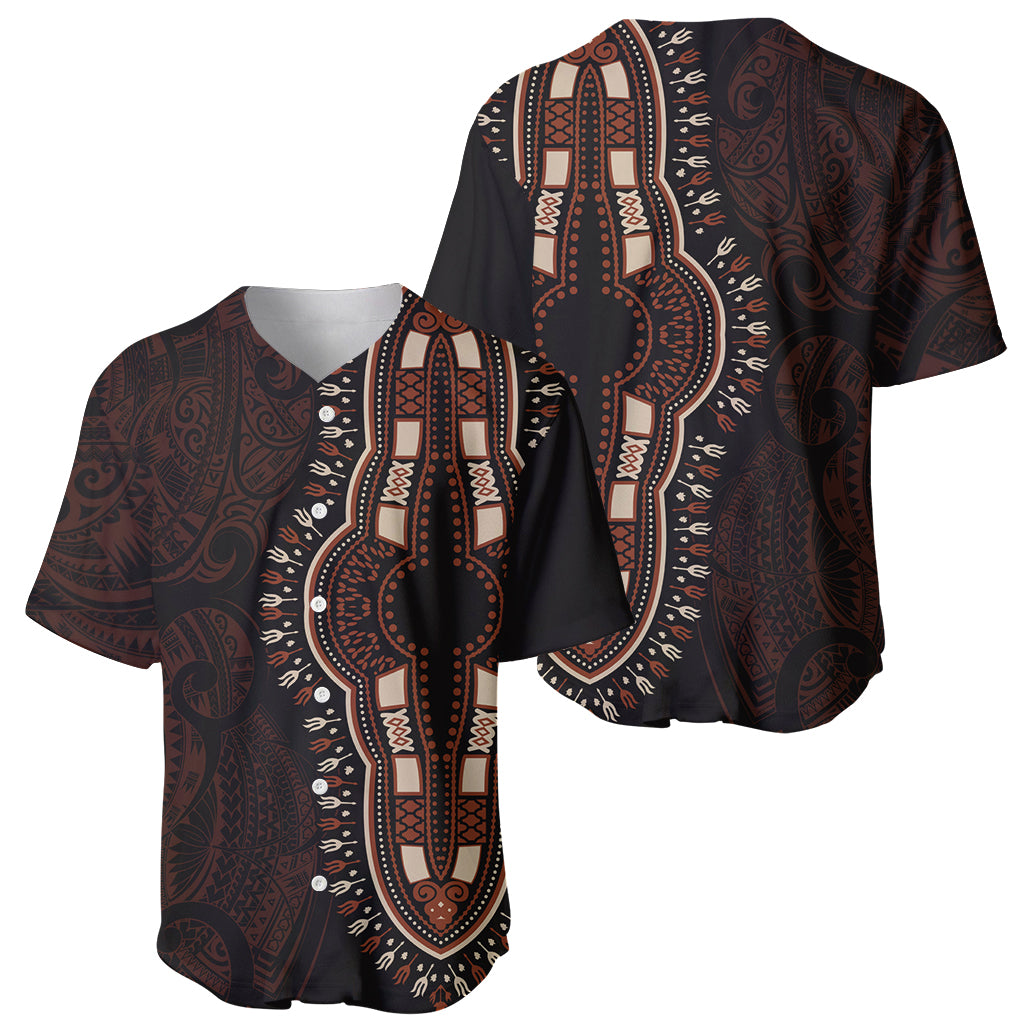 Africa Dashiki Baseball Jersey African Tribal Art Mixed Polynesian Tattoo Red Color Unique LT9 - Wonder Print Shop