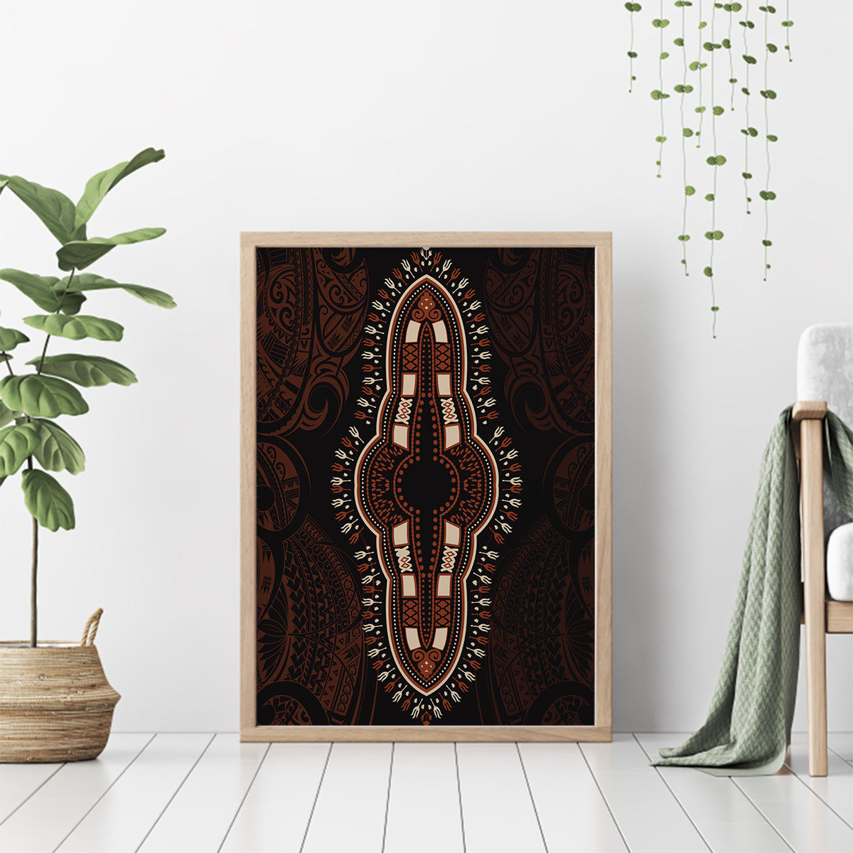 Africa Dashiki Canvas Wall Art African Tribal Art Mixed Polynesian Tattoo Red Color Unique LT9 - Wonder Print Shop