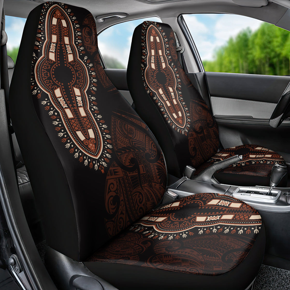 Africa Dashiki Car Seat Cover African Tribal Art Mixed Polynesian Tattoo Red Color Unique LT9 - Wonder Print Shop