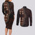 Africa Dashiki Couples Matching Long Sleeve Bodycon Dress and Long Sleeve Button Shirts African Tribal Art Mixed Polynesian Tattoo Red Color Unique LT9 - Wonder Print Shop