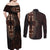 Africa Dashiki Couples Matching Off Shoulder Maxi Dress and Long Sleeve Button Shirts African Tribal Art Mixed Polynesian Tattoo Red Color Unique LT9 - Wonder Print Shop