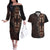 Africa Dashiki Couples Matching Off The Shoulder Long Sleeve Dress and Hawaiian Shirt African Tribal Art Mixed Polynesian Tattoo Red Color Unique LT9 - Wonder Print Shop