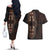 Africa Dashiki Couples Matching Off The Shoulder Long Sleeve Dress and Hawaiian Shirt African Tribal Art Mixed Polynesian Tattoo Red Color Unique LT9 - Wonder Print Shop