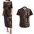Africa Dashiki Couples Matching Puletasi Dress and Hawaiian Shirt African Tribal Art Mixed Polynesian Tattoo Red Color Unique LT9 - Wonder Print Shop