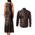 Africa Dashiki Couples Matching Tank Maxi Dress and Long Sleeve Button Shirts African Tribal Art Mixed Polynesian Tattoo Red Color Unique LT9 - Wonder Print Shop