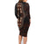 Africa Dashiki Family Matching Long Sleeve Bodycon Dress and Hawaiian Shirt African Tribal Art Mixed Polynesian Tattoo Red Color Unique LT9 - Wonder Print Shop