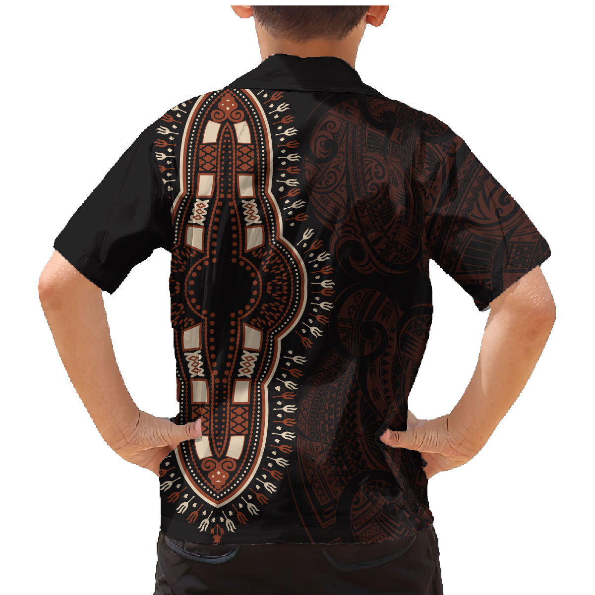 Africa Dashiki Family Matching Mermaid Dress and Hawaiian Shirt African Tribal Art Mixed Polynesian Tattoo Red Color Unique LT9 - Wonder Print Shop