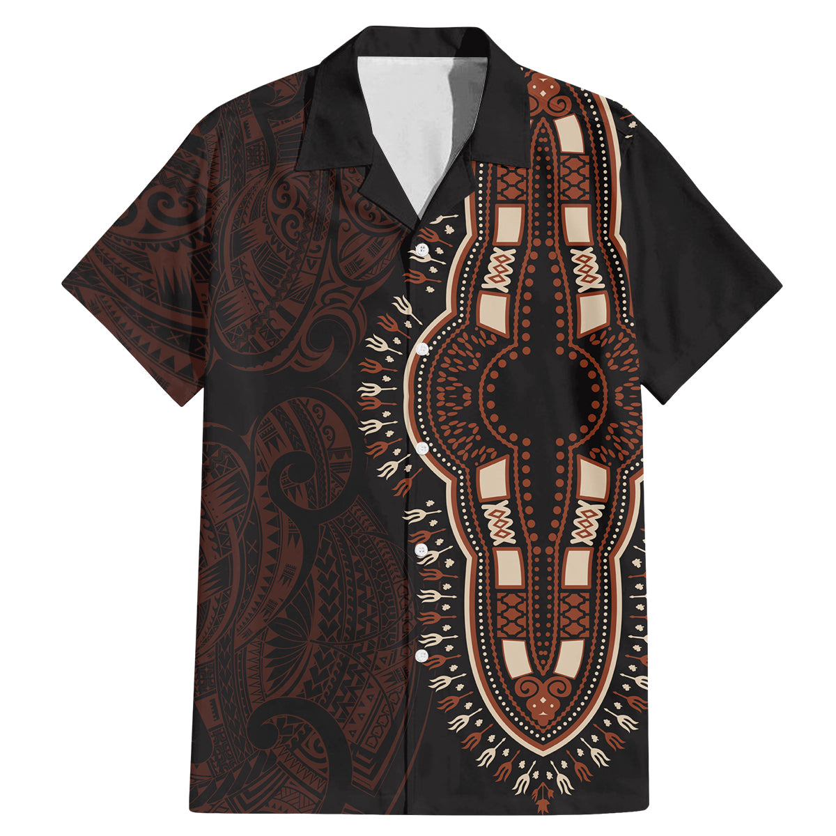 Africa Dashiki Family Matching Mermaid Dress and Hawaiian Shirt African Tribal Art Mixed Polynesian Tattoo Red Color Unique LT9 - Wonder Print Shop