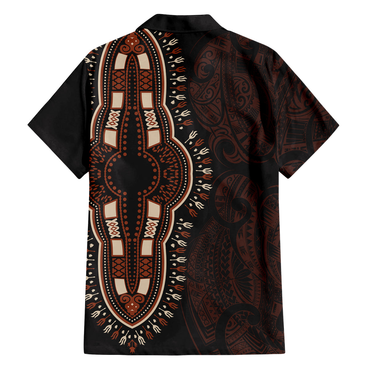 Africa Dashiki Family Matching Off Shoulder Short Dress and Hawaiian Shirt African Tribal Art Mixed Polynesian Tattoo Red Color Unique LT9 - Wonder Print Shop