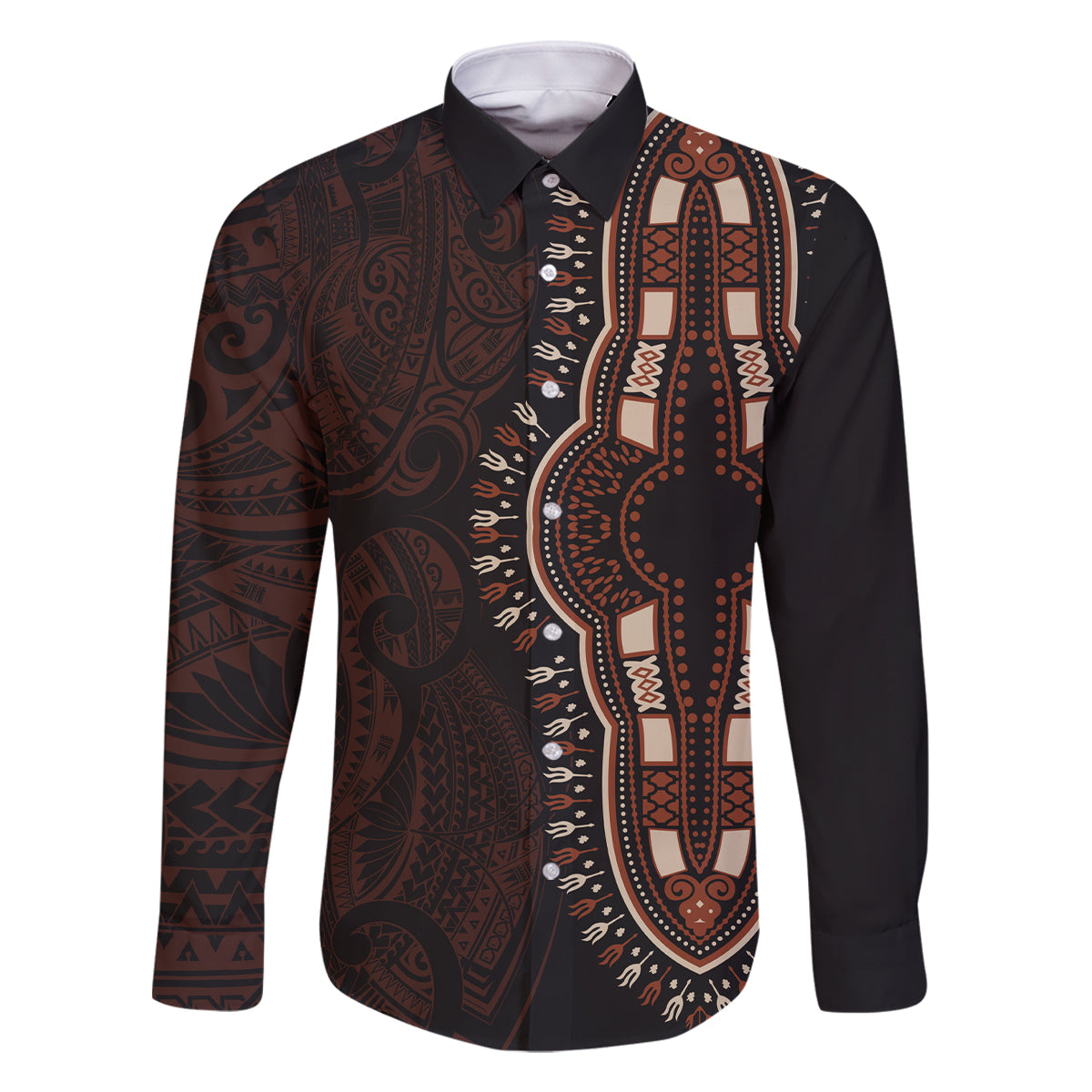 Africa Dashiki Family Matching Off Shoulder Short Dress and Hawaiian Shirt African Tribal Art Mixed Polynesian Tattoo Red Color Unique LT9 - Wonder Print Shop