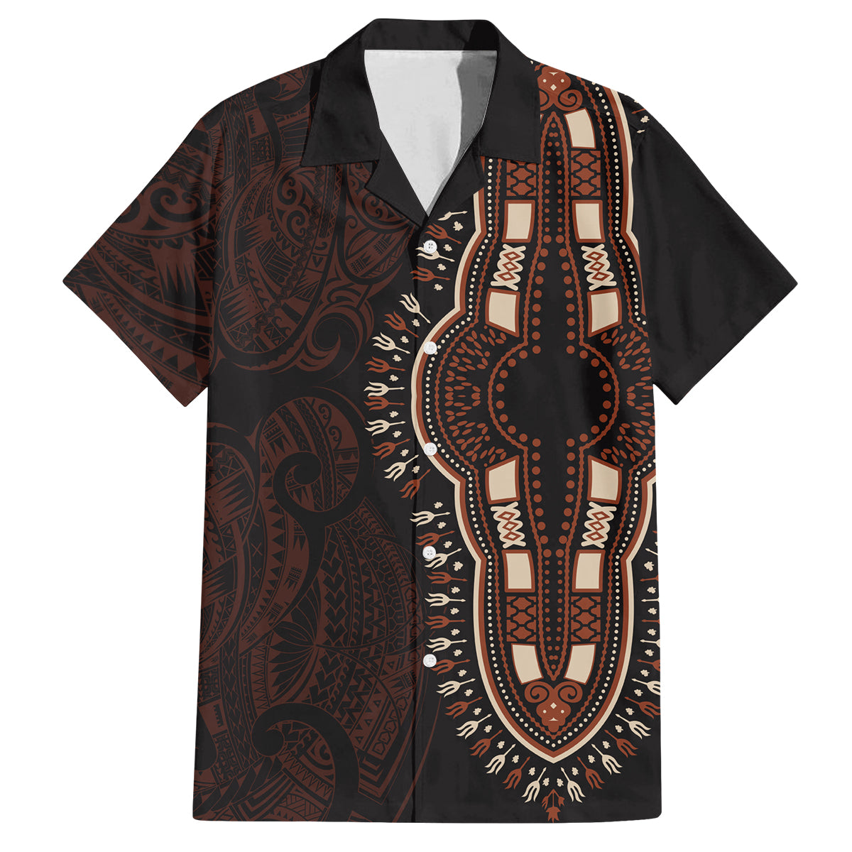 Africa Dashiki Family Matching Summer Maxi Dress and Hawaiian Shirt African Tribal Art Mixed Polynesian Tattoo Red Color Unique - Wonder Print Shop