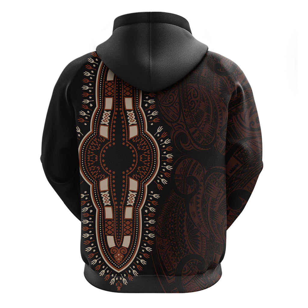 Africa Dashiki Hoodie African Tribal Art Mixed Polynesian Tattoo Red Color Unique - Wonder Print Shop