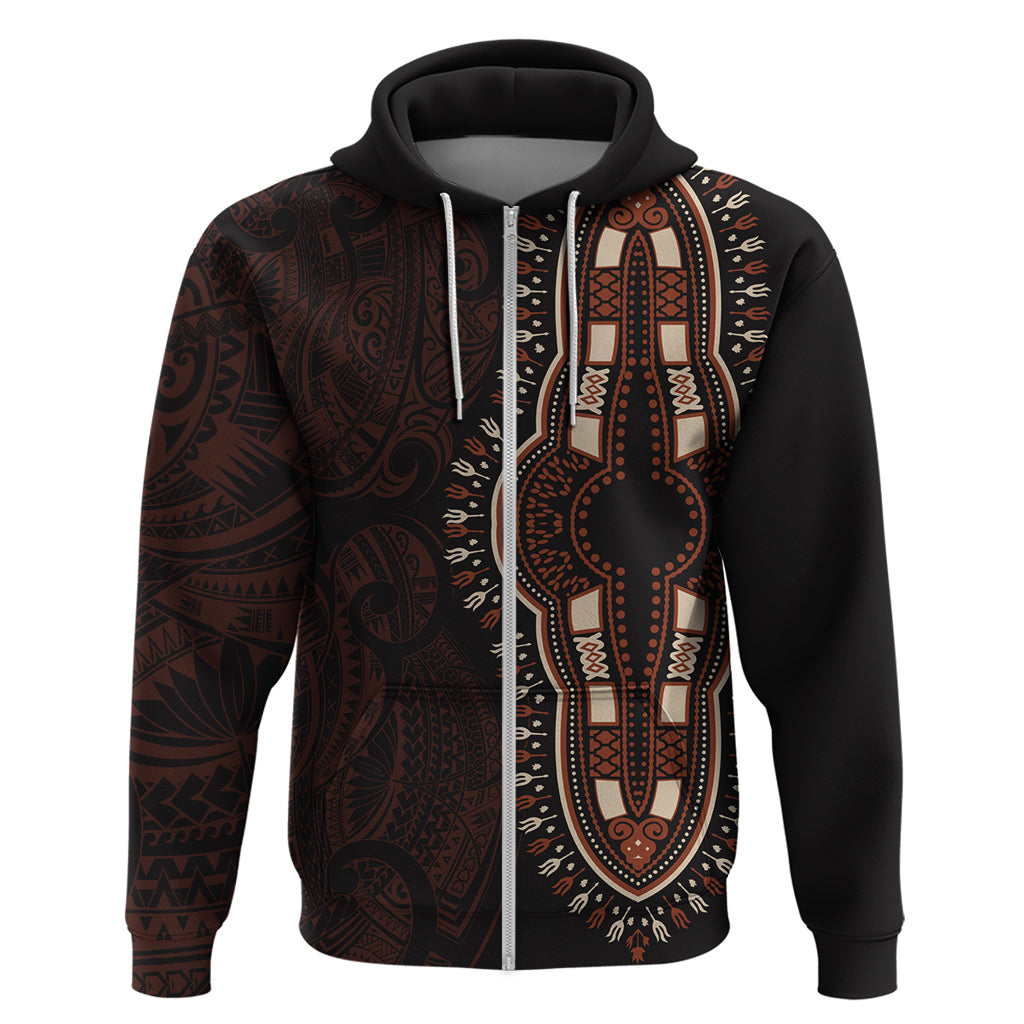 Africa Dashiki Hoodie African Tribal Art Mixed Polynesian Tattoo Red Color Unique - Wonder Print Shop