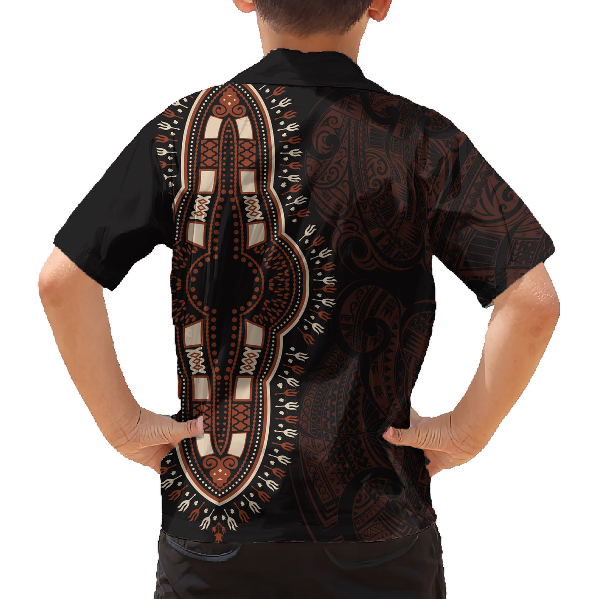 Africa Dashiki Kid Hawaiian Shirt African Tribal Art Mixed Polynesian Tattoo Red Color Unique - Wonder Print Shop