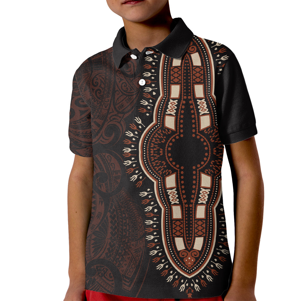 Africa Dashiki Kid Polo Shirt African Tribal Art Mixed Polynesian Tattoo Red Color Unique - Wonder Print Shop