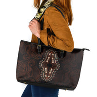 Africa Dashiki Leather Tote Bag African Tribal Art Mixed Polynesian Tattoo Red Color Unique - Wonder Print Shop