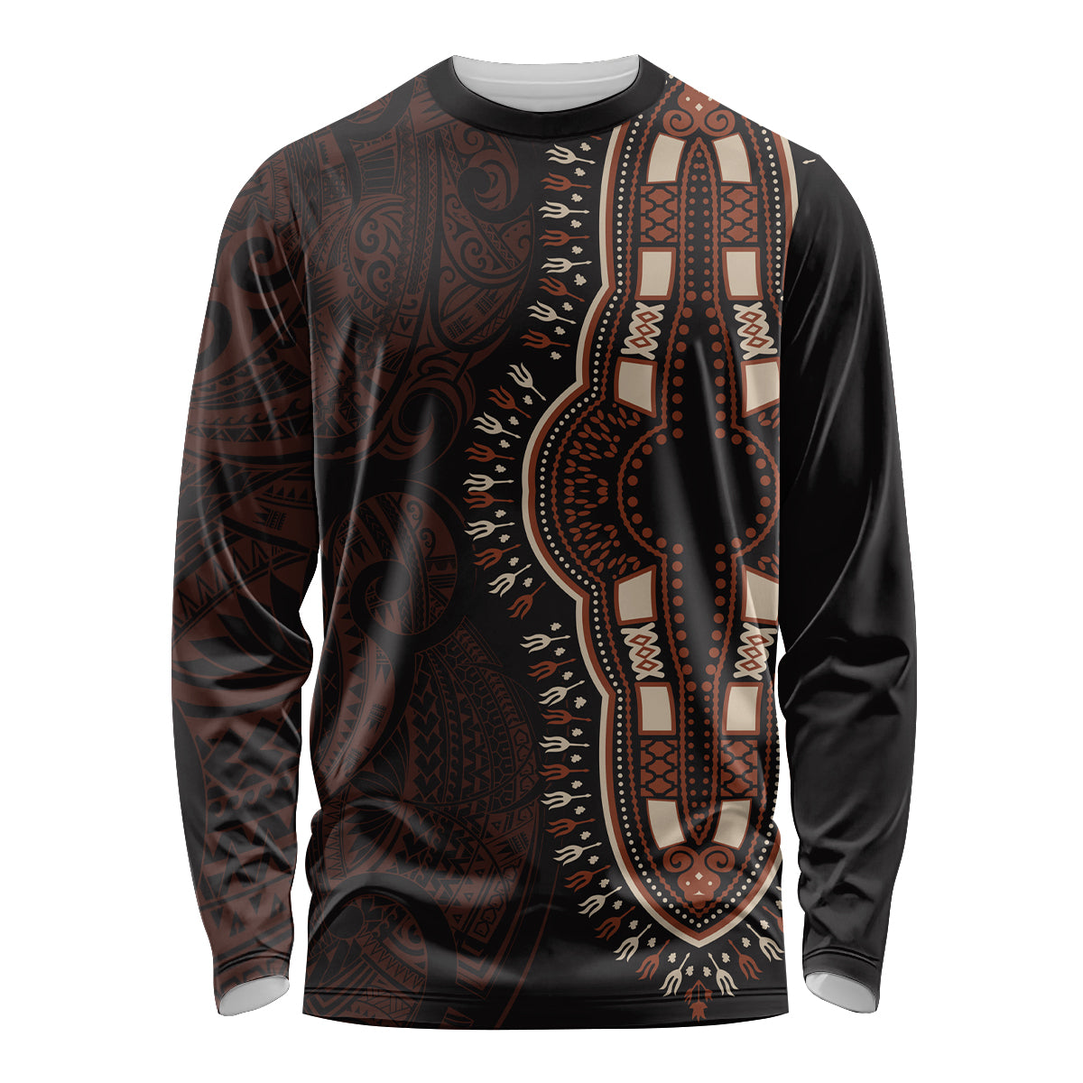 Africa Dashiki Long Sleeve Shirt African Tribal Art Mixed Polynesian Tattoo Red Color Unique - Wonder Print Shop