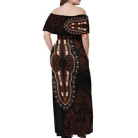 Africa Dashiki Off Shoulder Maxi Dress African Tribal Art Mixed Polynesian Tattoo Red Color Unique - Wonder Print Shop