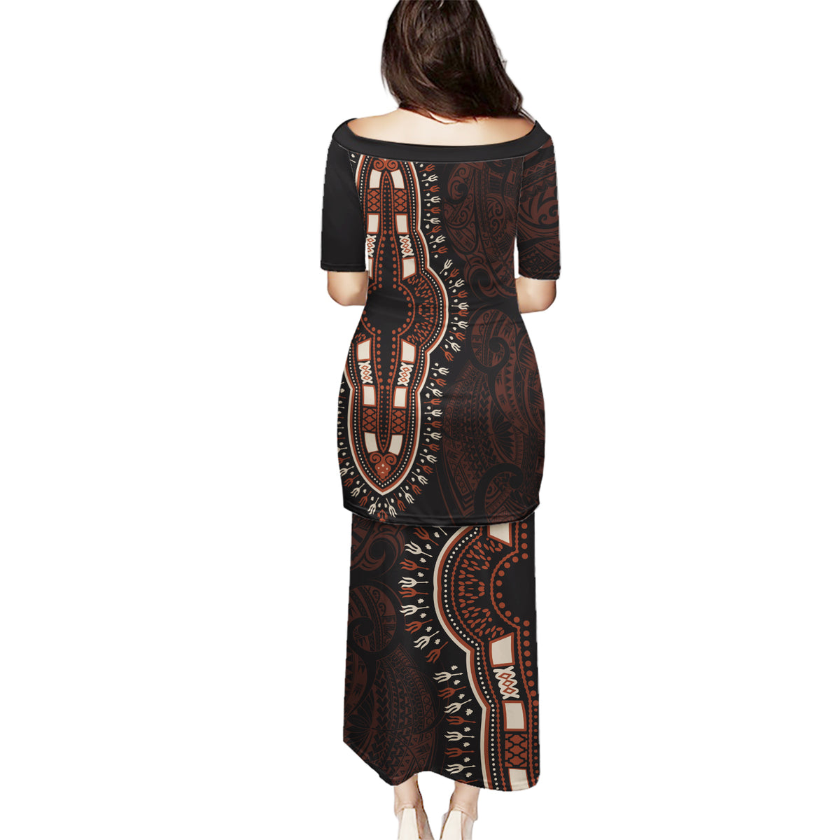 Africa Dashiki Puletasi African Tribal Art Mixed Polynesian Tattoo Red Color Unique - Wonder Print Shop