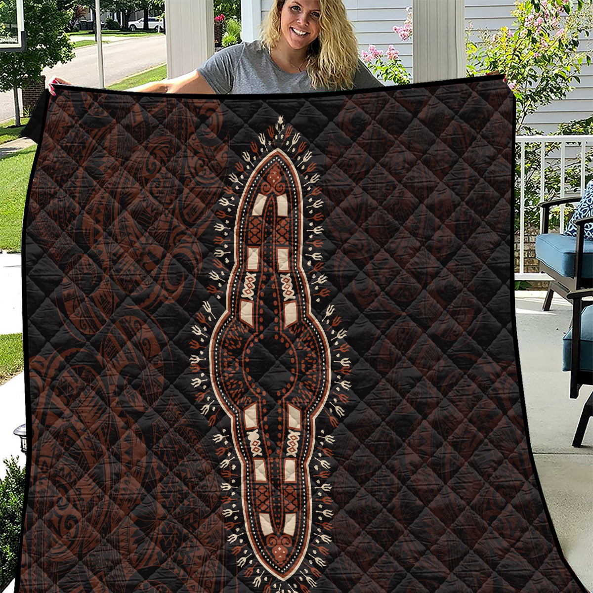 Africa Dashiki Quilt African Tribal Art Mixed Polynesian Tattoo Red Color Unique - Wonder Print Shop