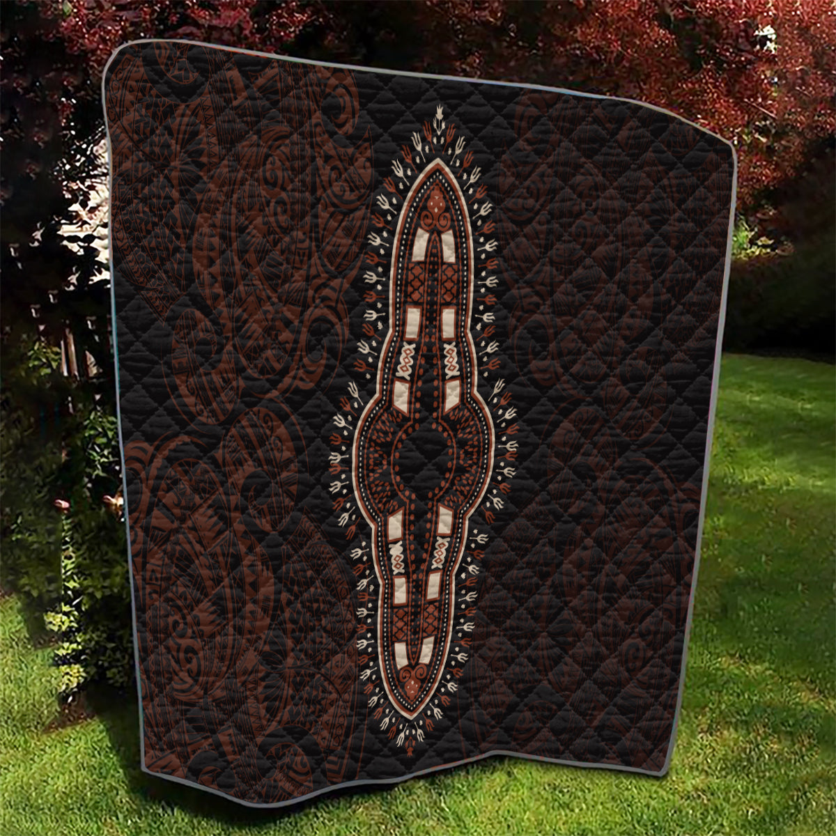 Africa Dashiki Quilt African Tribal Art Mixed Polynesian Tattoo Red Color Unique - Wonder Print Shop