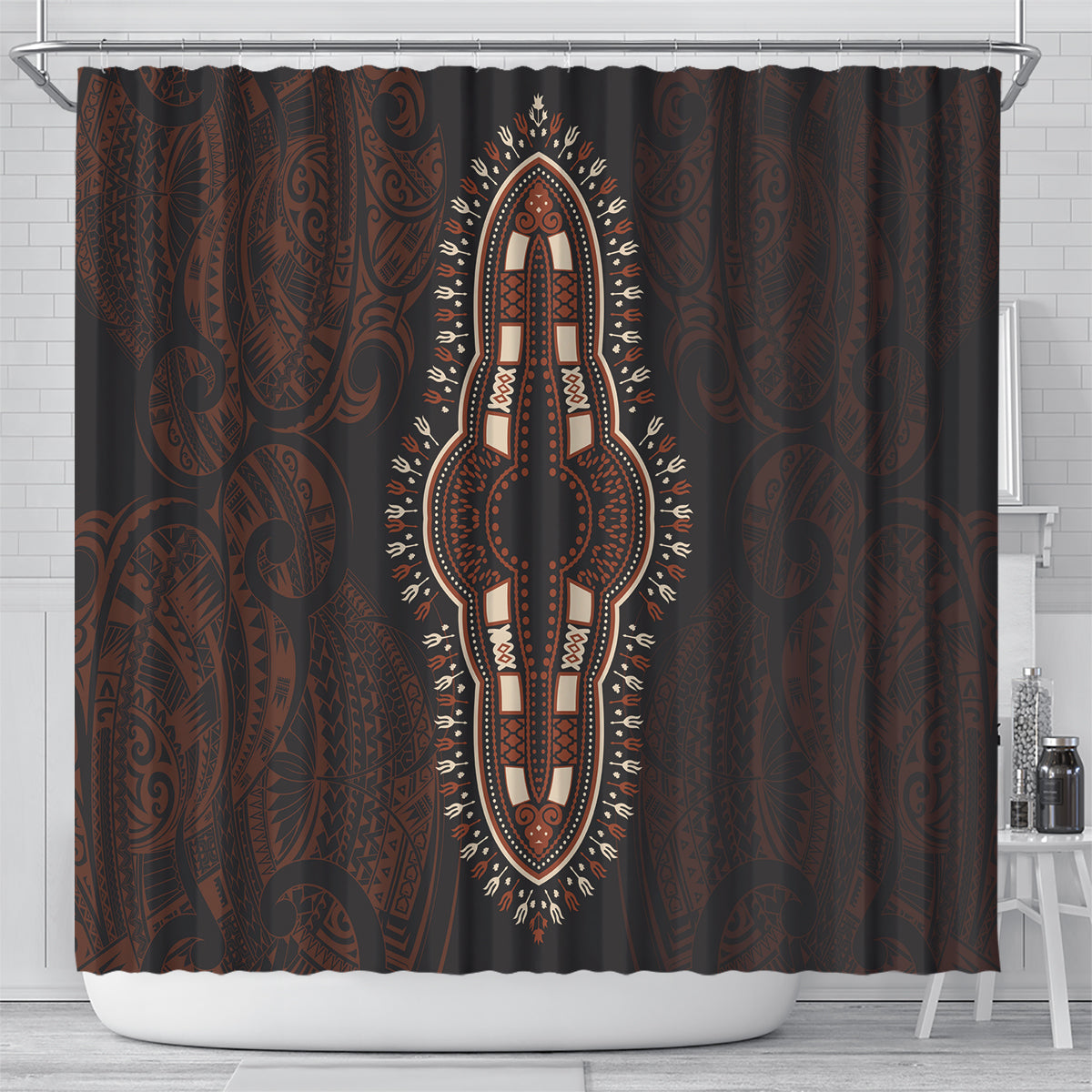 africa-dashiki-shower-curtain-african-tribal-art-mixed-polynesian-tattoo-red-color-unique