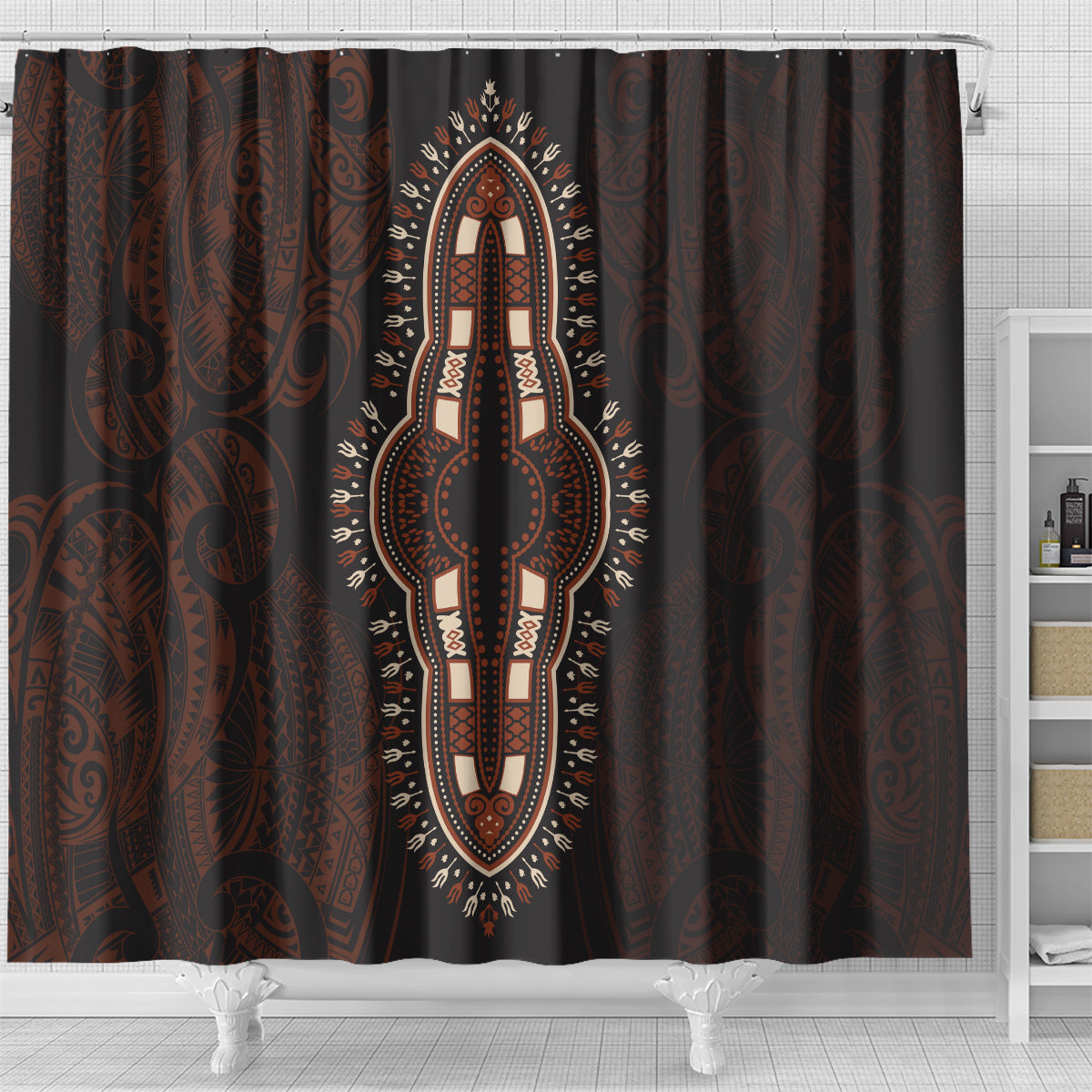 africa-dashiki-shower-curtain-african-tribal-art-mixed-polynesian-tattoo-red-color-unique