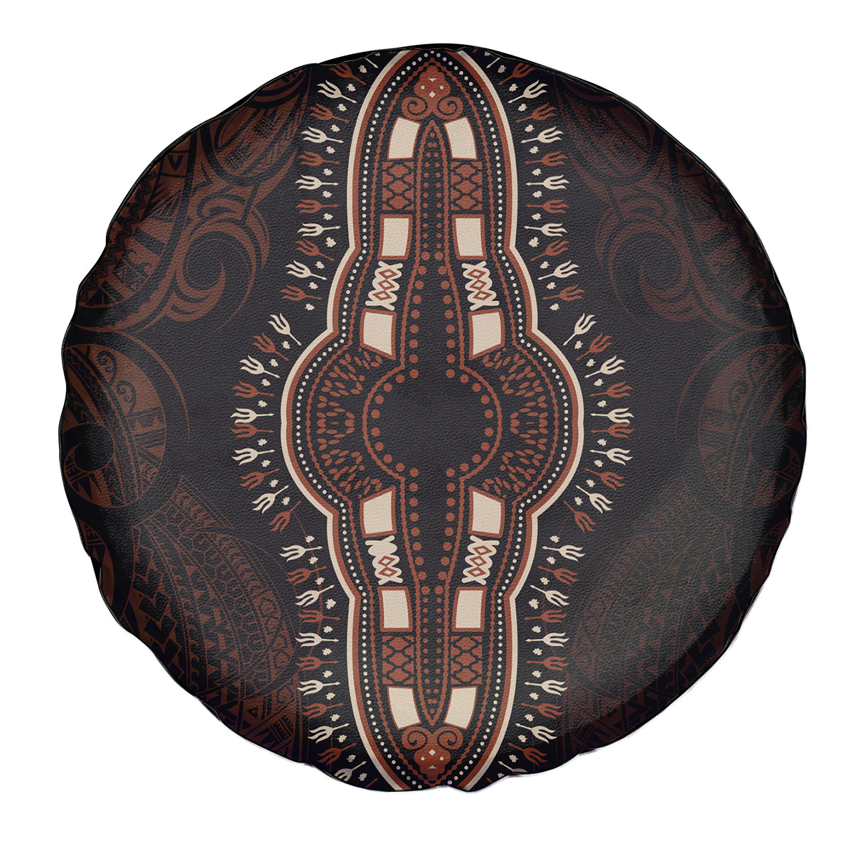 Africa Dashiki Spare Tire Cover African Tribal Art Mixed Polynesian Tattoo Red Color Unique - Wonder Print Shop