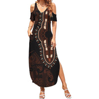 Africa Dashiki Summer Maxi Dress African Tribal Art Mixed Polynesian Tattoo Red Color Unique - Wonder Print Shop
