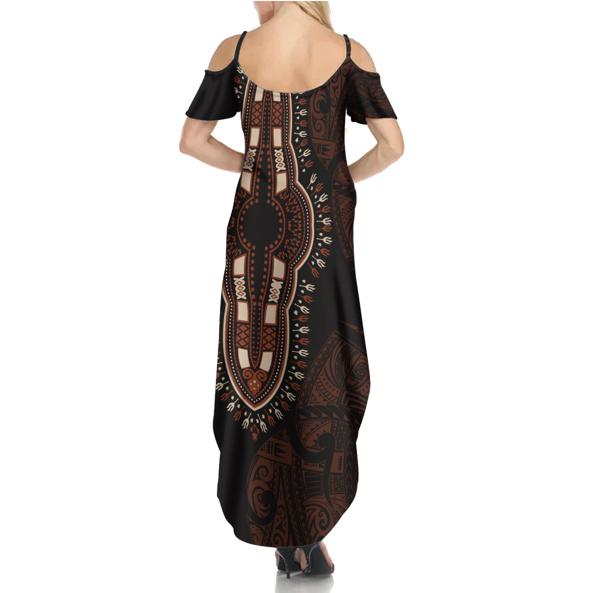 Africa Dashiki Summer Maxi Dress African Tribal Art Mixed Polynesian Tattoo Red Color Unique - Wonder Print Shop