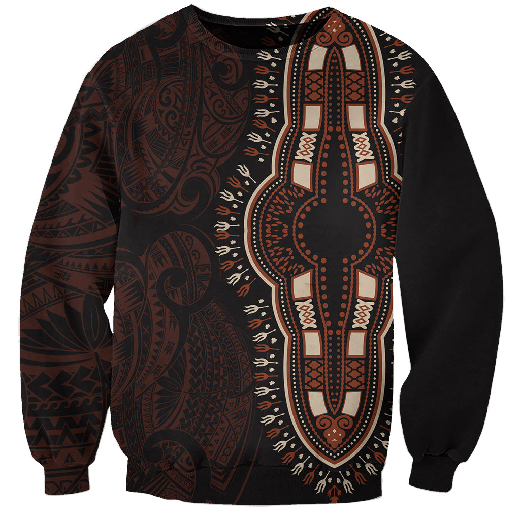 Africa Dashiki Sweatshirt African Tribal Art Mixed Polynesian Tattoo Red Color Unique - Wonder Print Shop