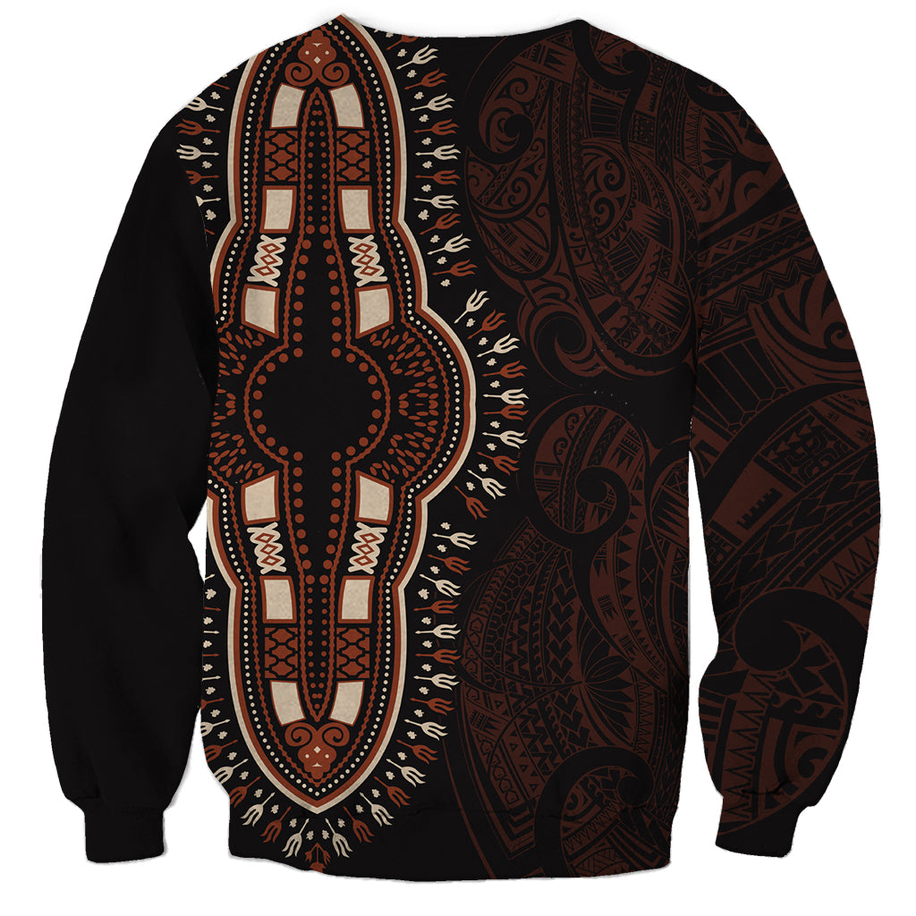 Africa Dashiki Sweatshirt African Tribal Art Mixed Polynesian Tattoo Red Color Unique - Wonder Print Shop