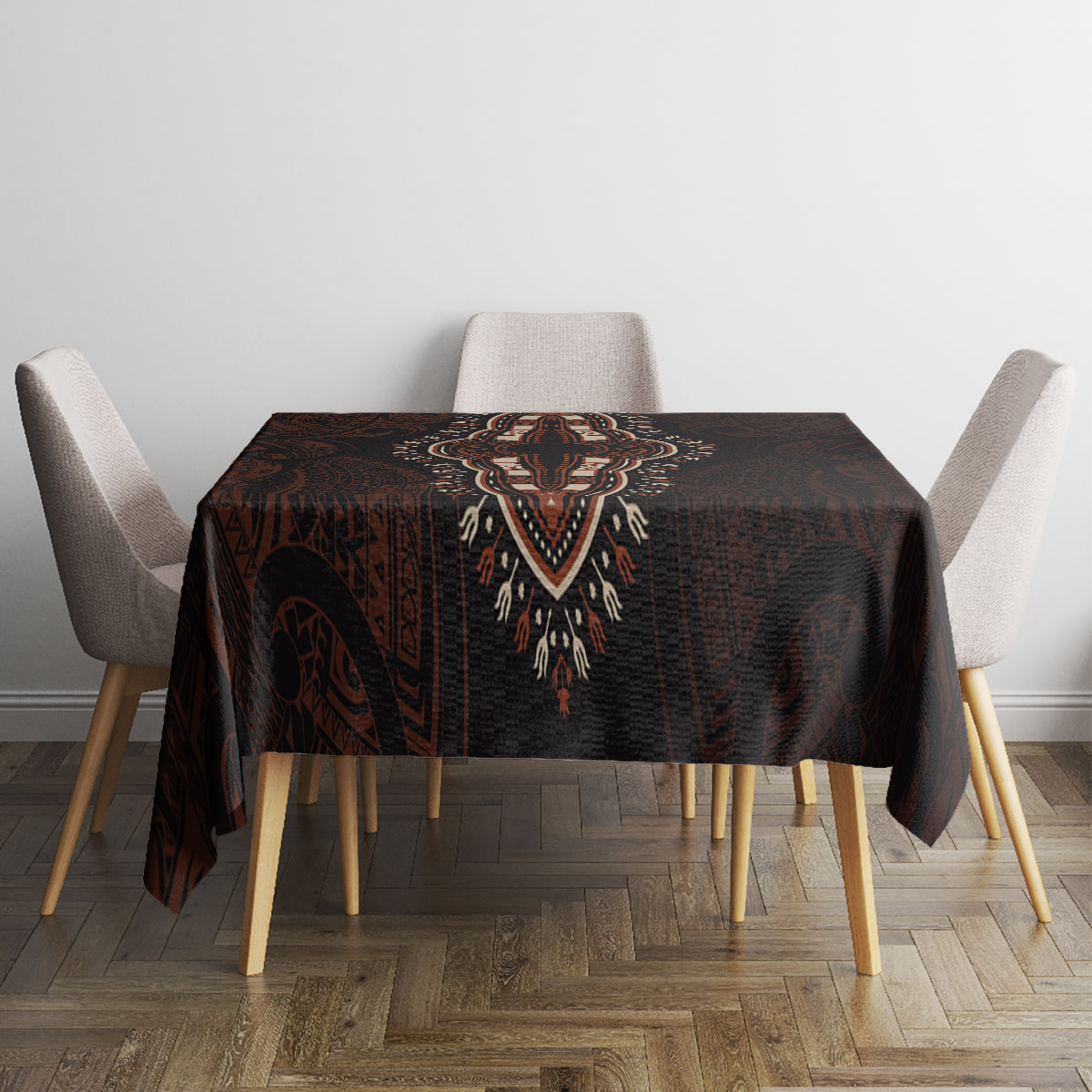 Africa Dashiki Tablecloth African Tribal Art Mixed Polynesian Tattoo Red Color Unique - Wonder Print Shop