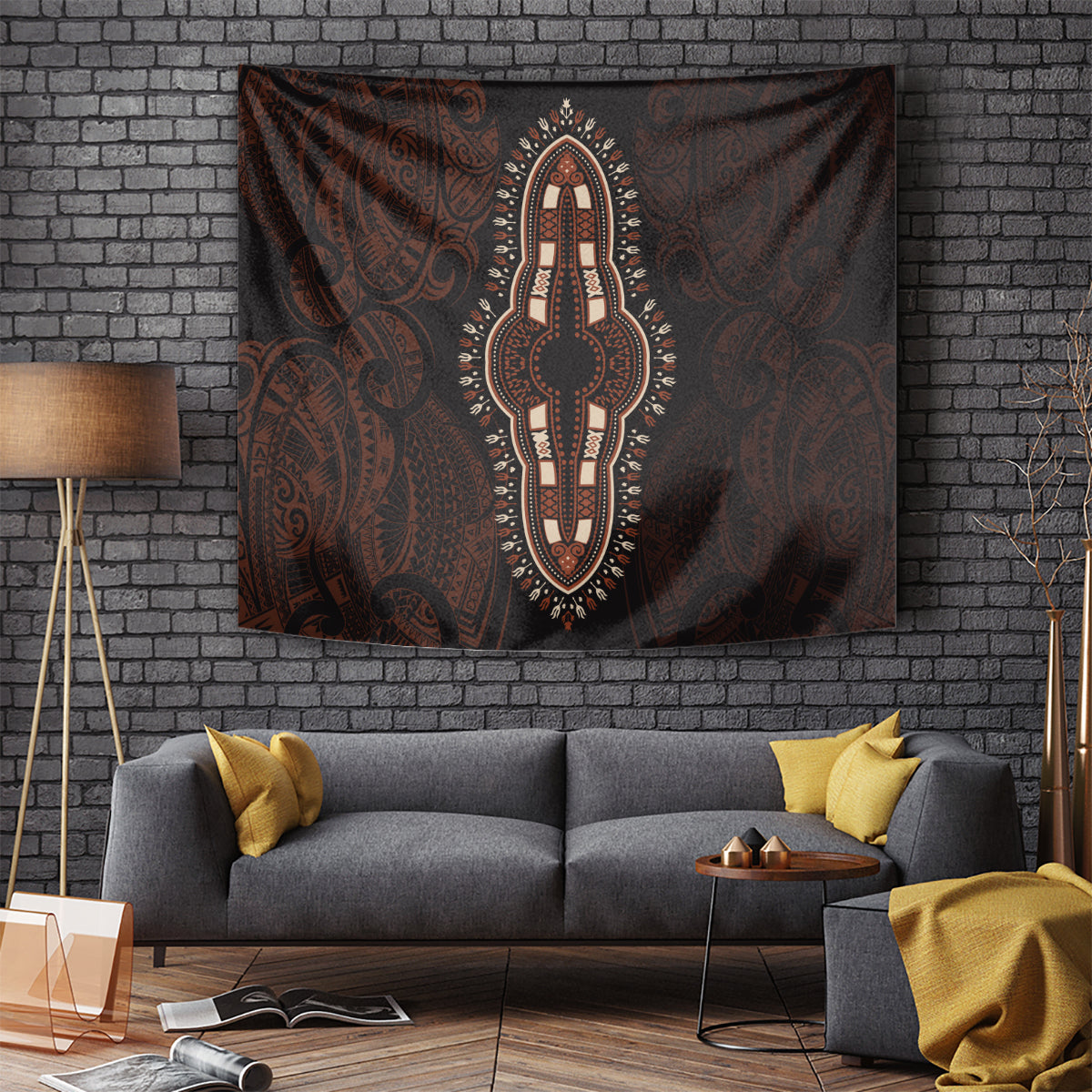 Africa Dashiki Tapestry African Tribal Art Mixed Polynesian Tattoo Red Color Unique - Wonder Print Shop