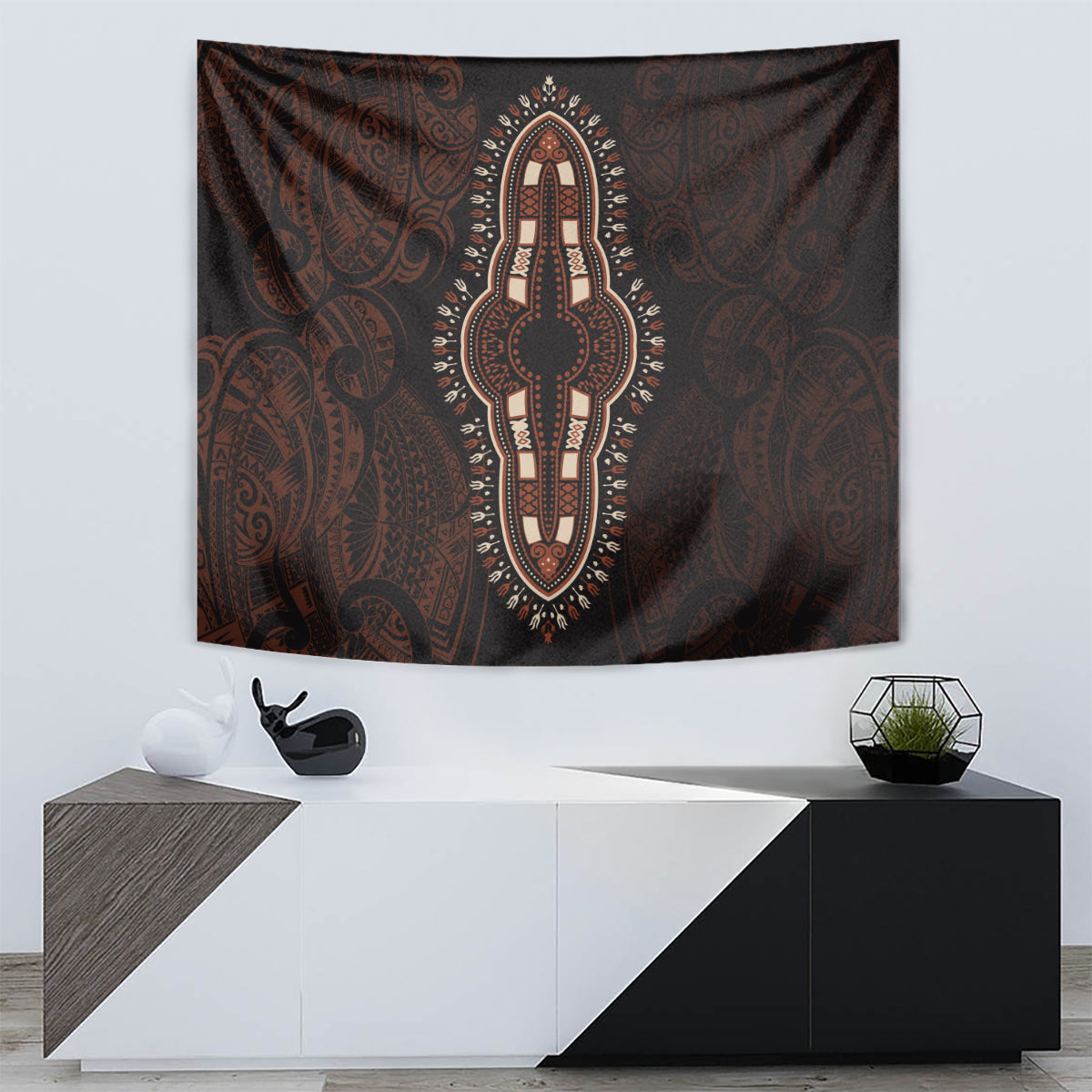 Africa Dashiki Tapestry African Tribal Art Mixed Polynesian Tattoo Red Color Unique - Wonder Print Shop