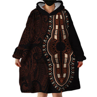 Africa Dashiki Wearable Blanket Hoodie African Tribal Art Mixed Polynesian Tattoo Red Color Unique - Wonder Print Shop