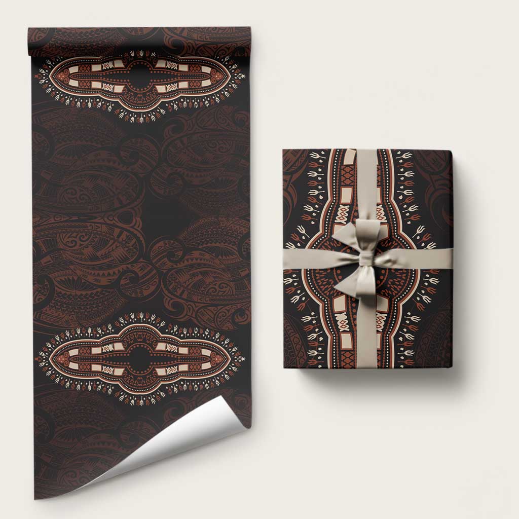 Dashiki and Polynesian Pattern Wrapping Paper Africa Pacific Culture Red Version - Wonder Print Shop