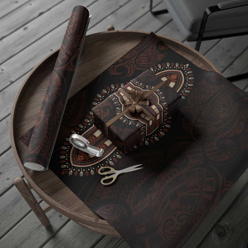 Dashiki and Polynesian Pattern Wrapping Paper Africa Pacific Culture Red Version - Wonder Print Shop