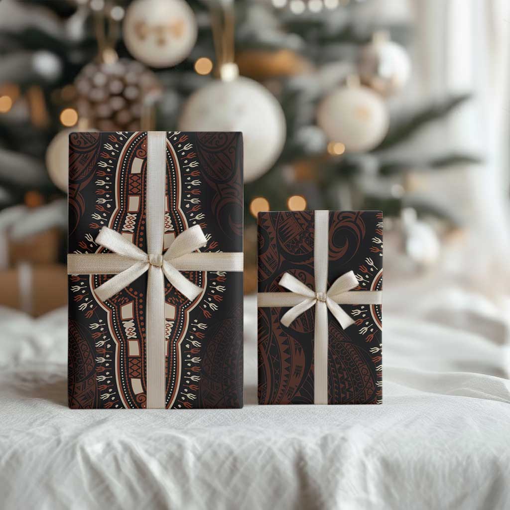 Dashiki and Polynesian Pattern Wrapping Paper Africa Pacific Culture Red Version - Wonder Print Shop