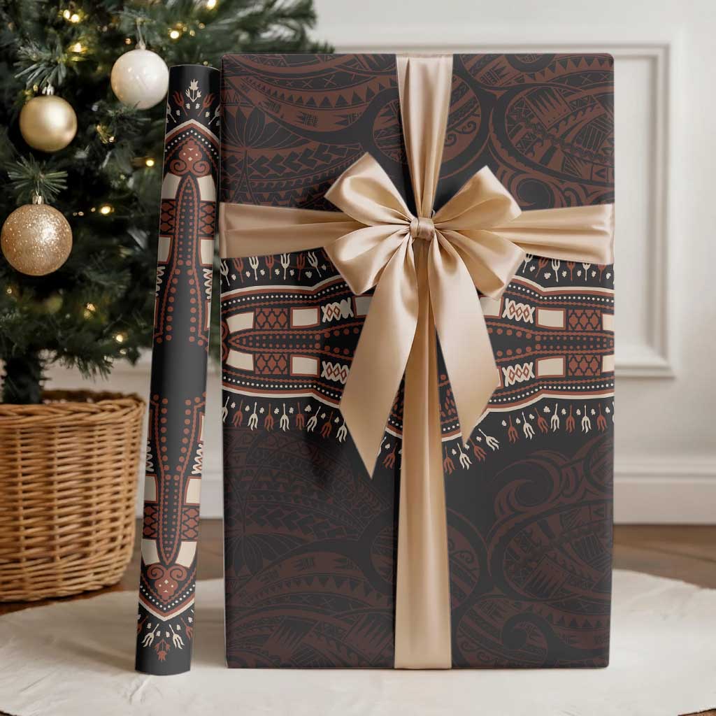 Dashiki and Polynesian Pattern Wrapping Paper Africa Pacific Culture Red Version - Wonder Print Shop